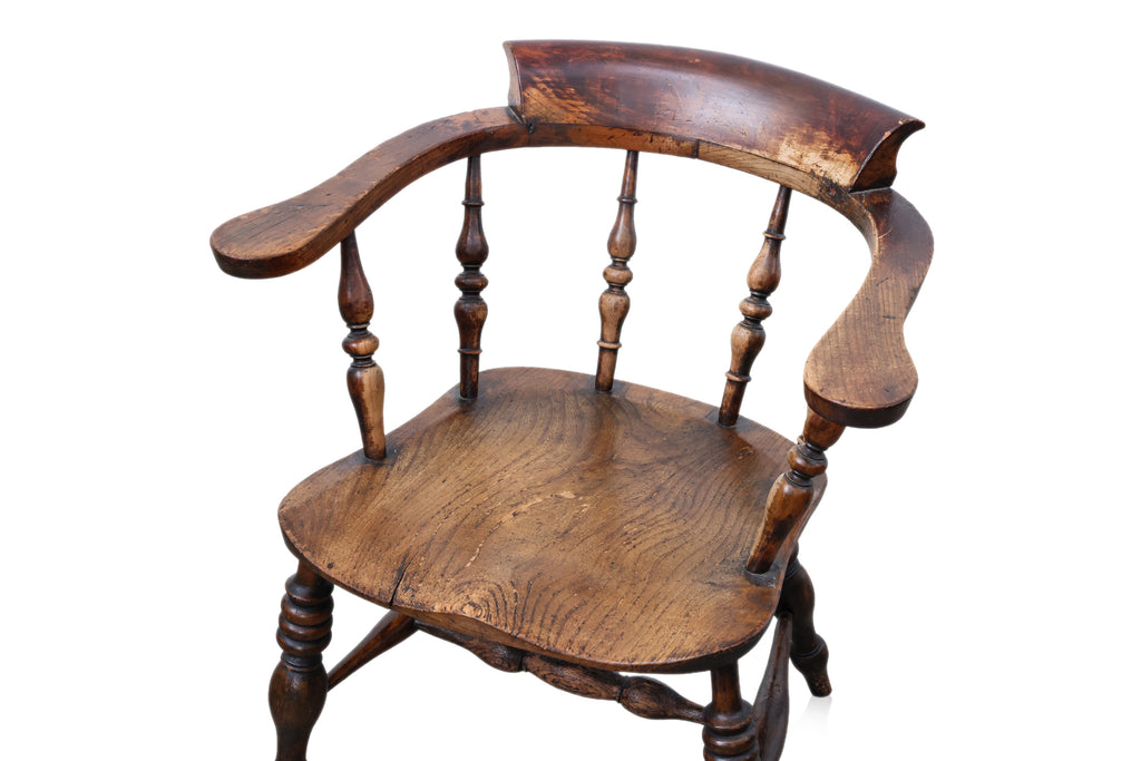 A COLONIAL DUTCH STYLE TEAK FALL FRONT DESK AND CAPTAINS CHAIR