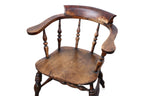 A COLONIAL DUTCH STYLE TEAK FALL FRONT DESK AND CAPTAINS CHAIR