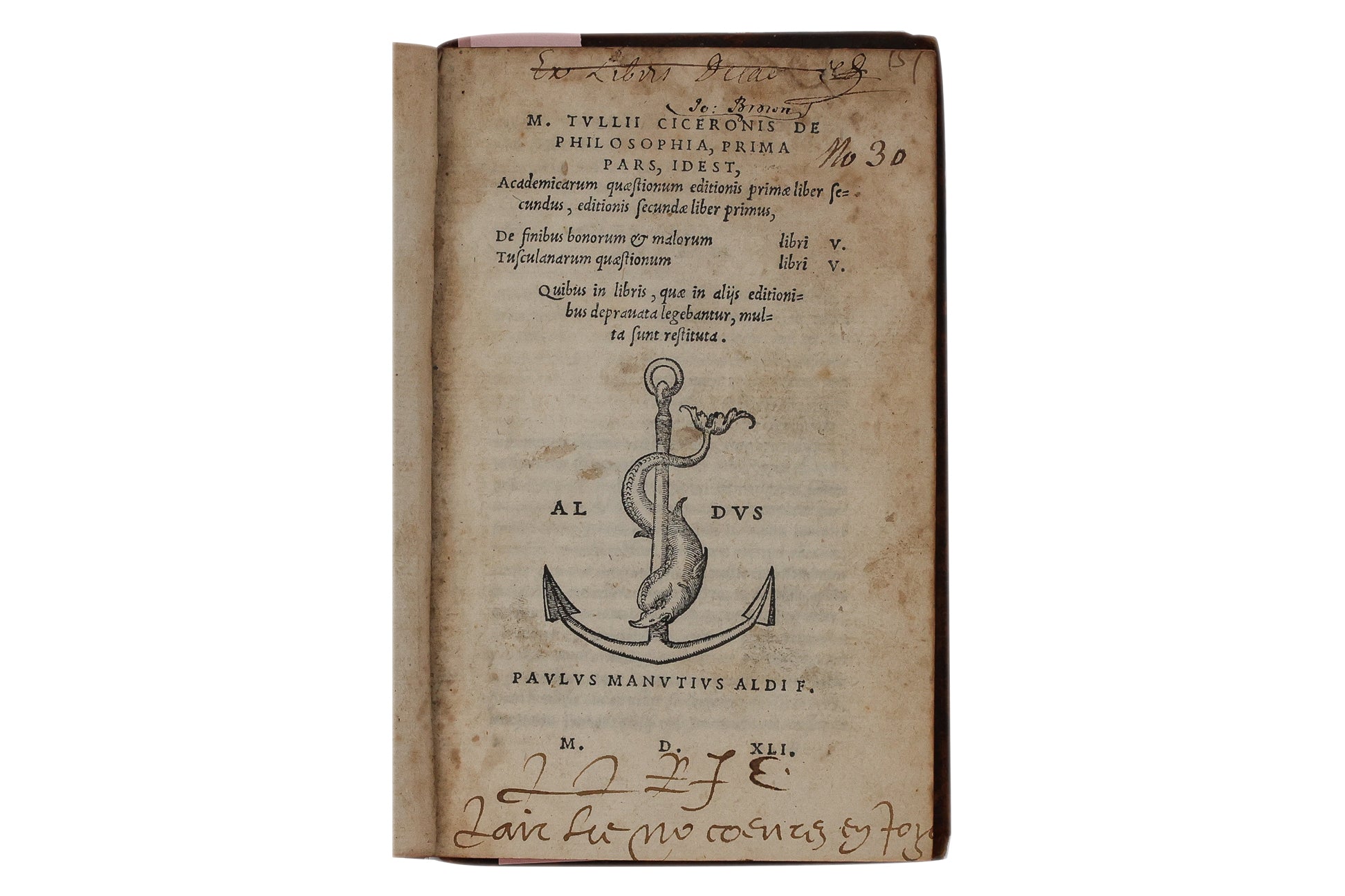 MARCI TULLII, CICERONIS DE PHILOSOPHIA, PRIMA PARS, 1541