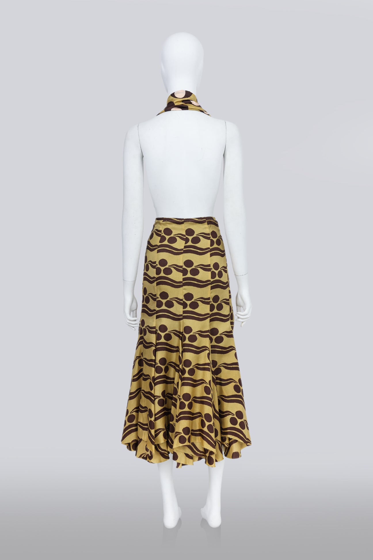 EASTON PEARSON - A LIME PATTERNED SKIRT WITH MATCHING BELT