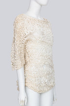 JUNYA WATANABE COMME DES GARCONS - A 2004 IVORY ASYMMETRICAL OPEN-KNIT SHIRT
