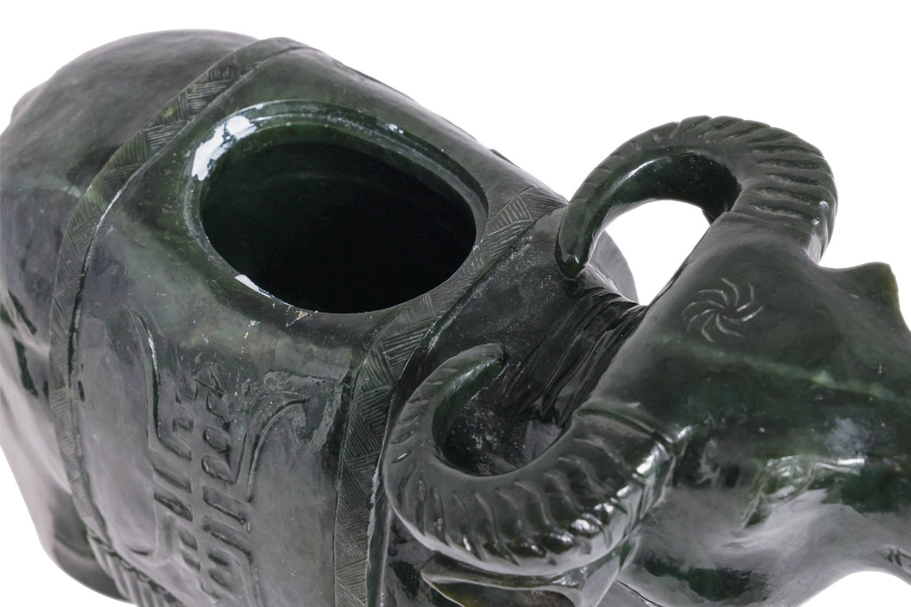A LARGE SPINACH JADE BUFFALO AND BOY VESSEL