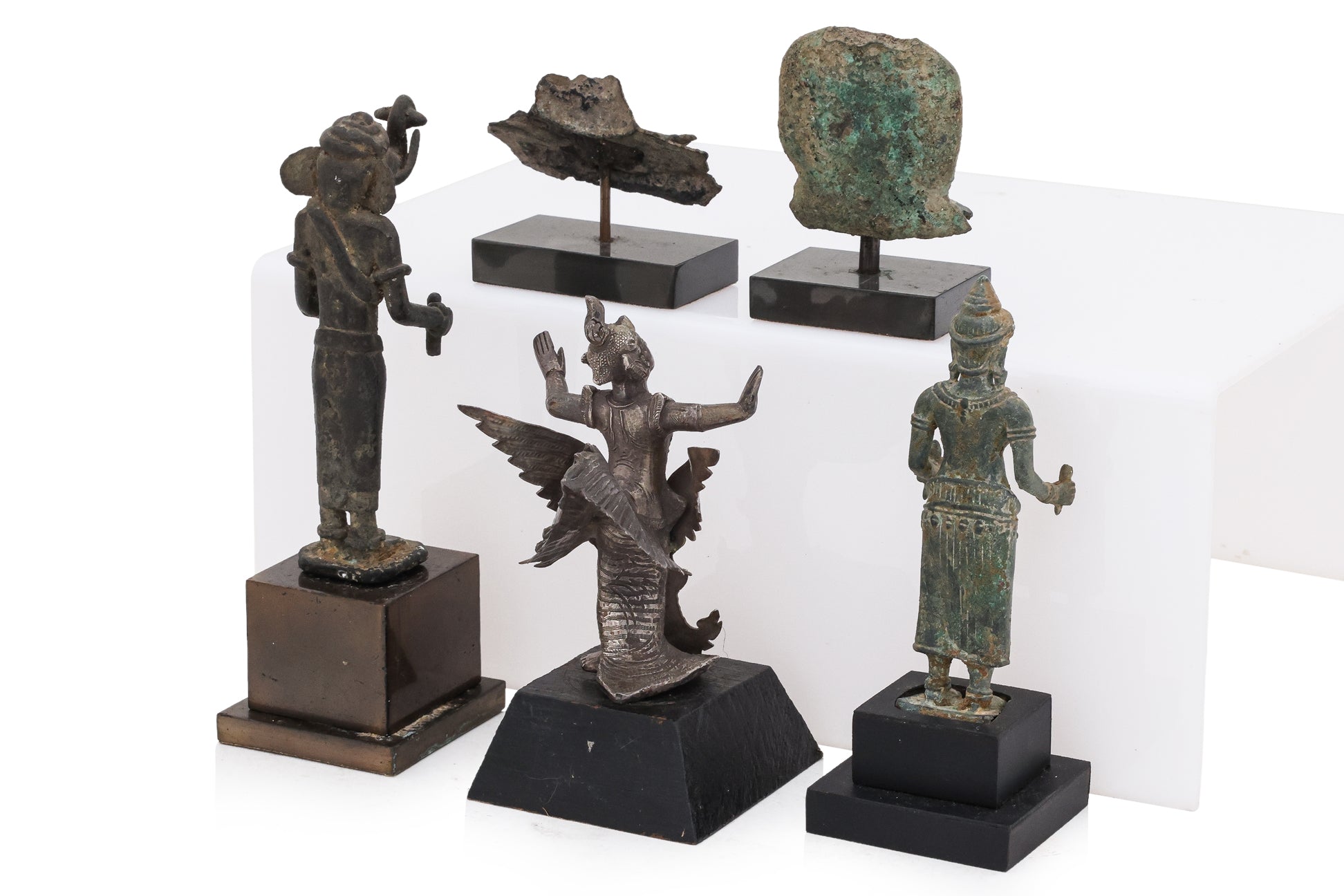 A GROUP OF FIVE SOUTH EAST ASIAN CAST METAL FIGURES