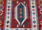 A TRIBAL KILIM RUG WITH GEOMETRIC DESIGN (110 x 98CM)