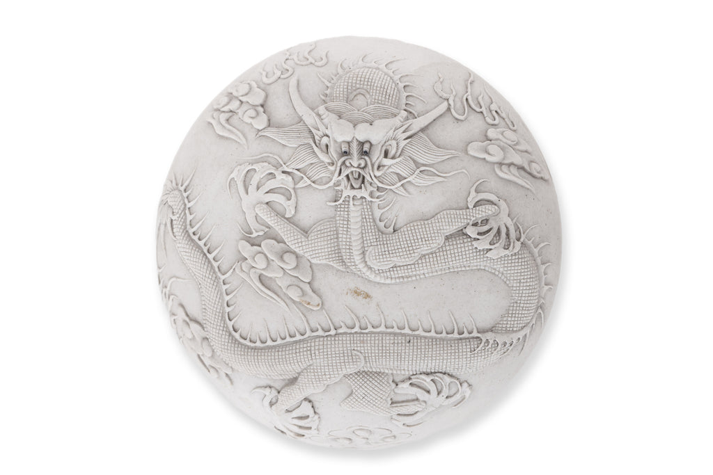A CARVED BISCUIT PORCELAIN BOWL AND CIRCULAR BOX