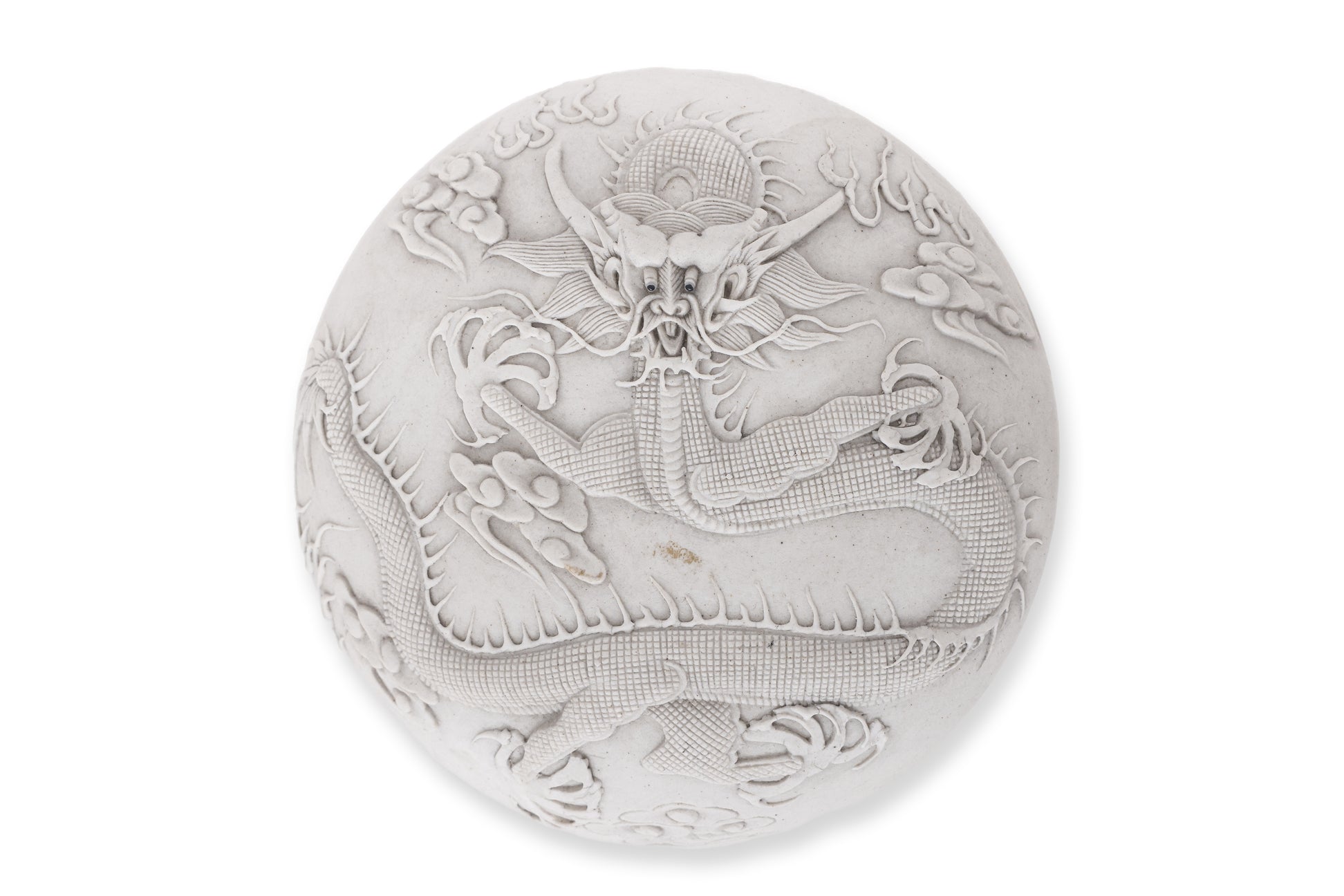 A CARVED BISCUIT PORCELAIN BOWL AND CIRCULAR BOX