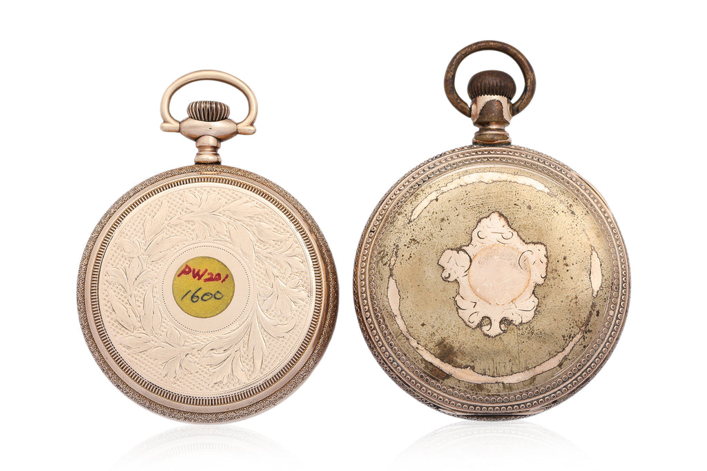 TWO ELGIN GOLD PLATED POCKET WATCHES