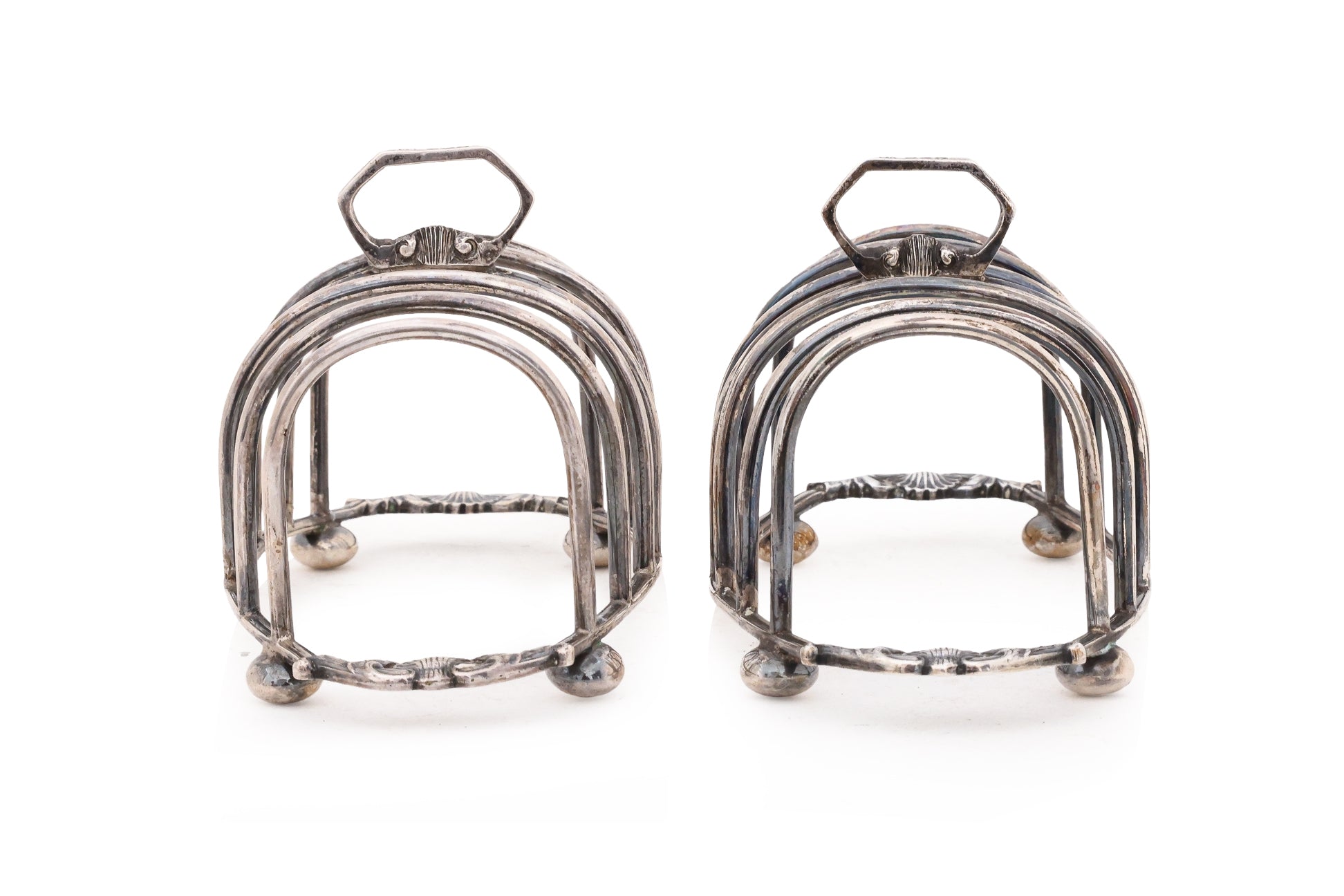A PAIR OF ENGLISH STERLING SILVER TOAST RACKS