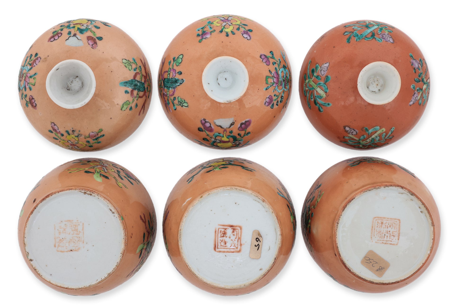 THREE FAMILLE ROSE CORAL GROUND CHUPU