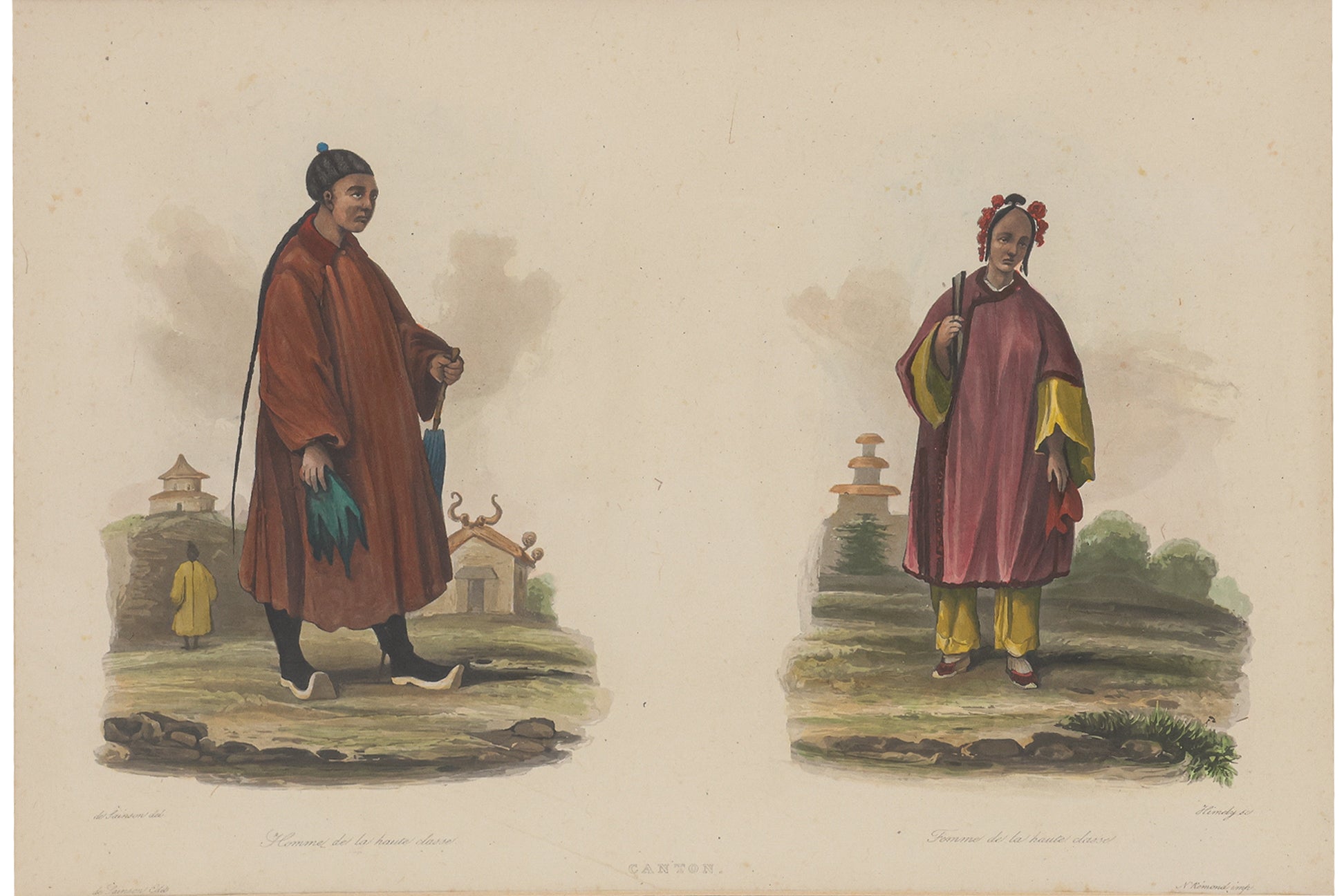 A GROUP OF THREE CHINESE ETHNOGRAPHIC AQUATINTS, ARTHUS BERTRAND AFTER EDMOND-FRANCOIS PARIS,C.1835