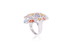 A MULTI-COLOUR SAPPHIRE AND DIAMOND RING
