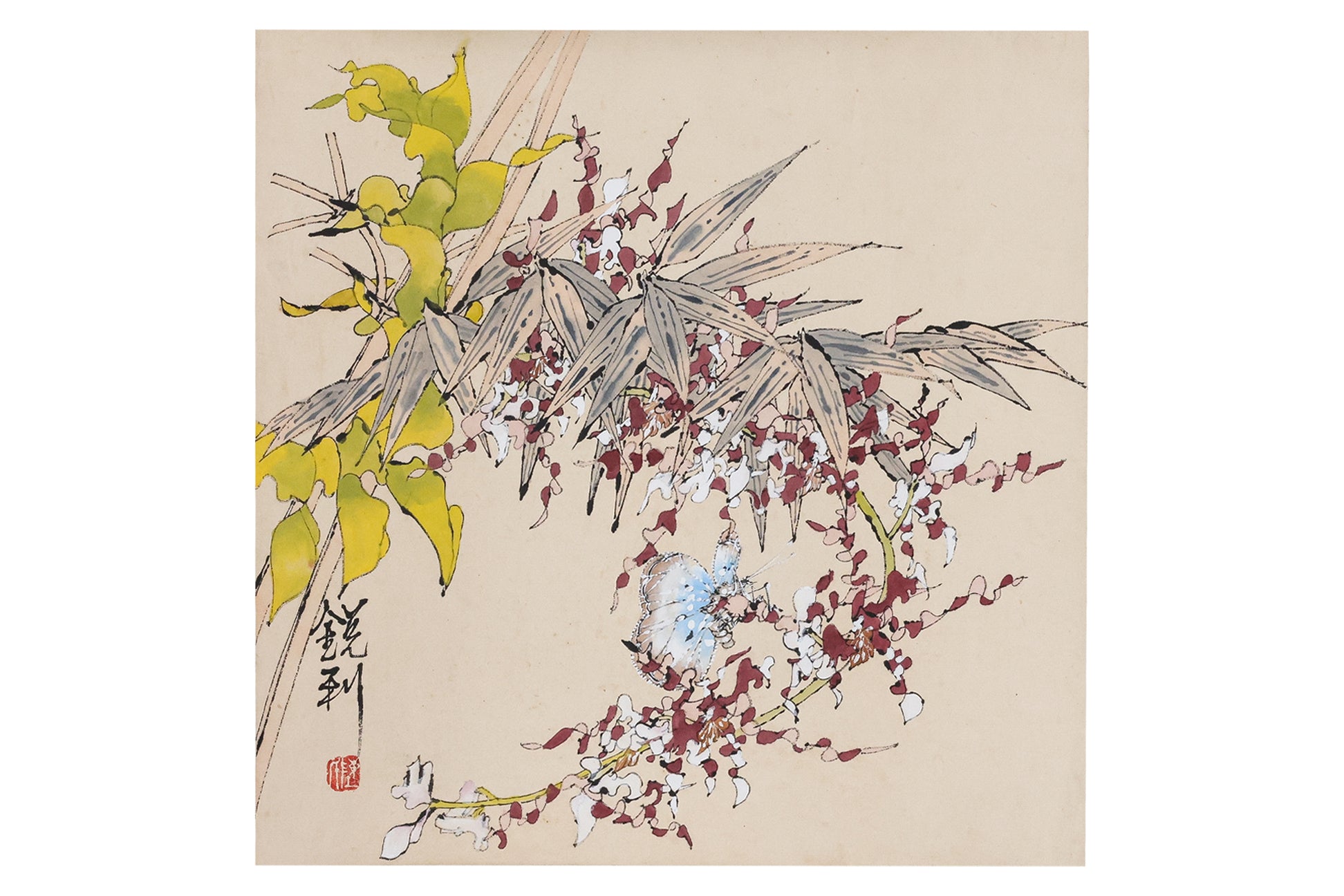 TANG JUEY LEE (MALAYSIAN, 1953-2018) - BAMBOO, ORCHIDS AND BUTTERFLY