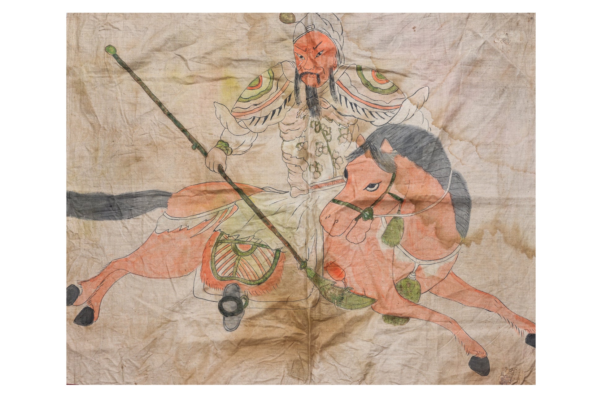 TWO 'THREE KINGDOMS' TEXTILE WALL HANGINGS