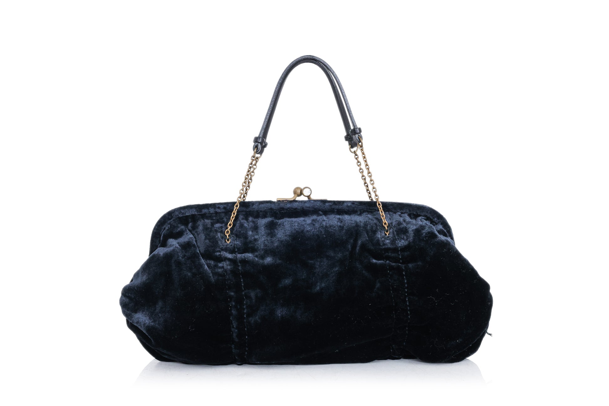 MIU MIU - A BLACK VELVET CLUTCH PURSE