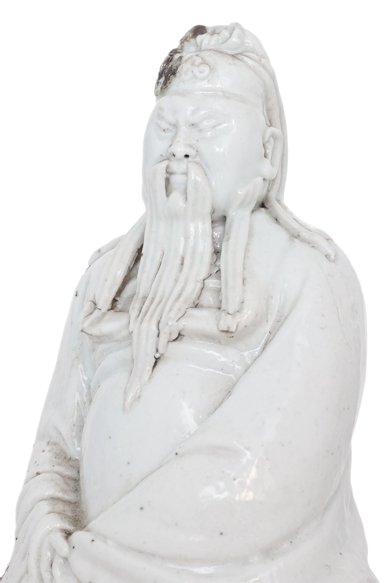 A BLANC DE CHINE PORCELAIN MODEL OF GUANDI