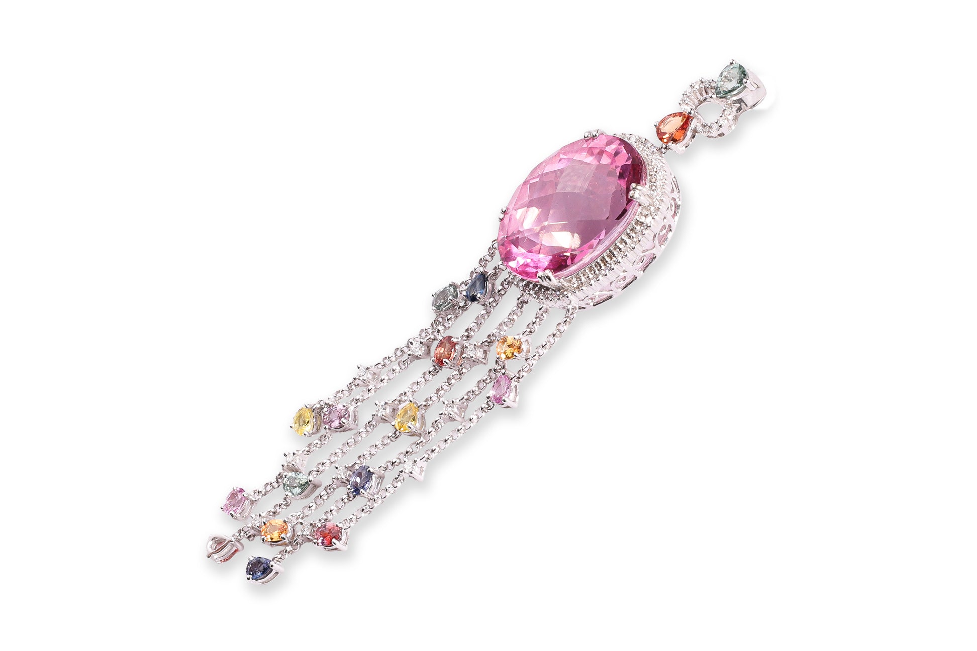A MULTI-COLOUR GEM AND DIAMOND PENDANT