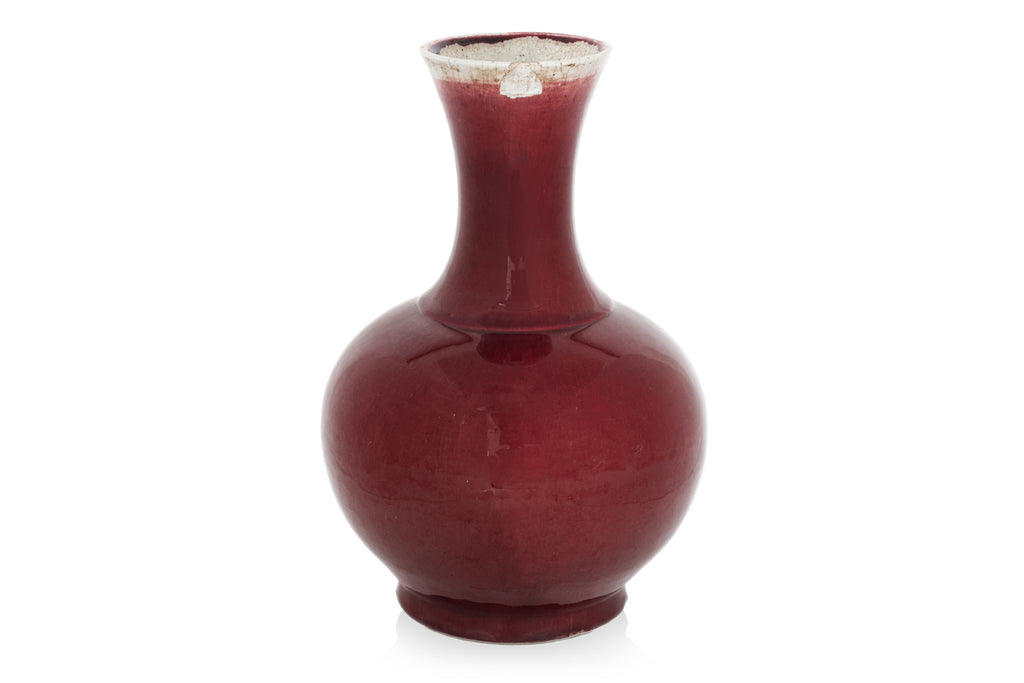 A SANG DE BOEUF GLAZED PORCELAIN VASE