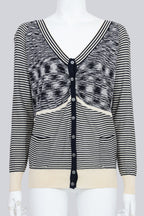 DEREK LAM 10 CROSBY - A SILK STRIPED DRESS AND MATCHING CARDIGAN