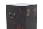 A PAIR OF BLACK LACQUERED OCTAGONAL WOODEN CHESTS