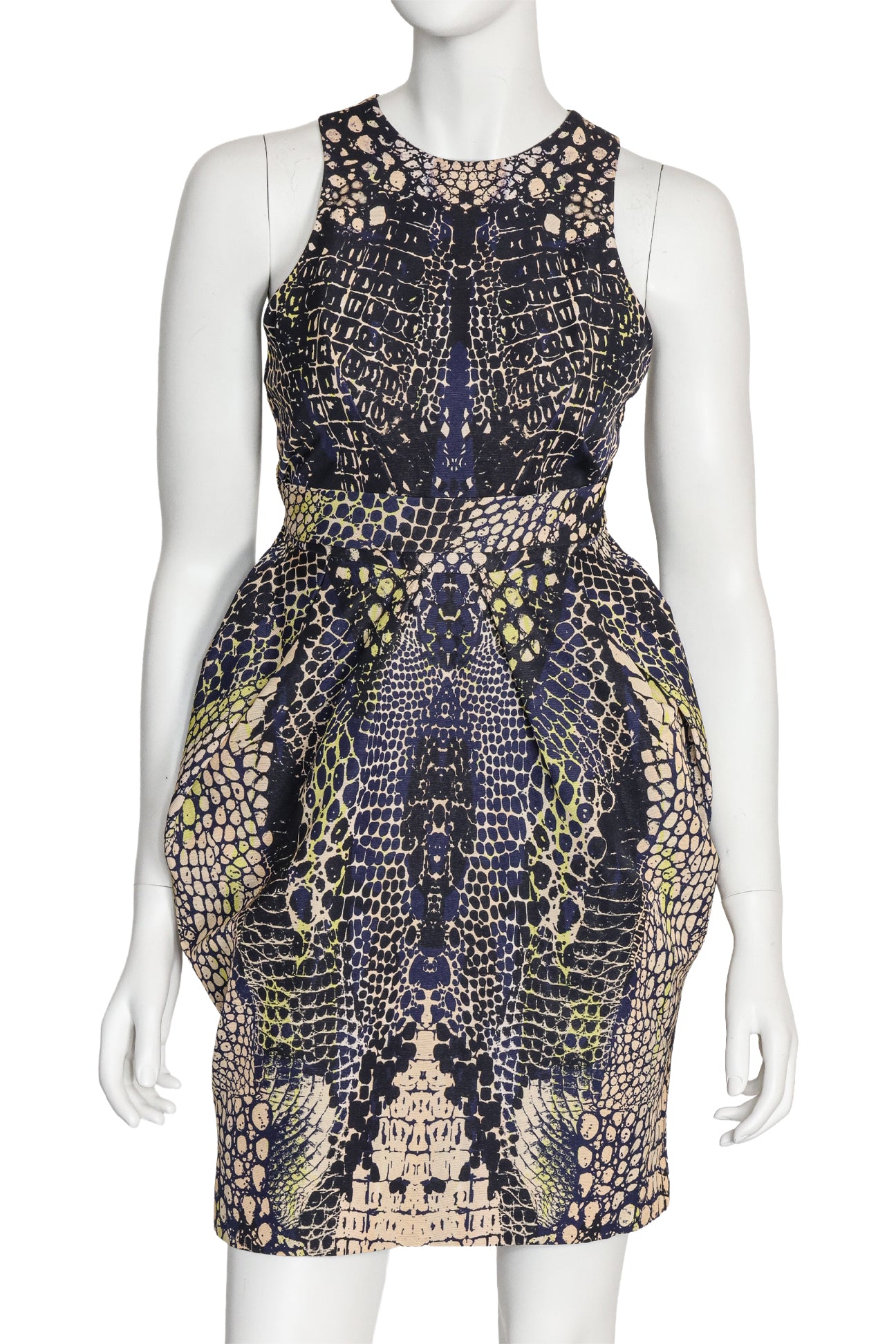 MCQ ALEXANDER MCQUEEN - A KALEIDOSCOPE CROCODILE PRINT DRESS, S/S 2014
