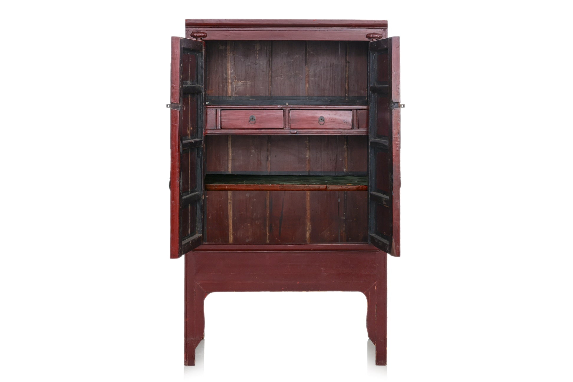 A CHINESE RED LACQUERED WOOD WEDDING CABINET