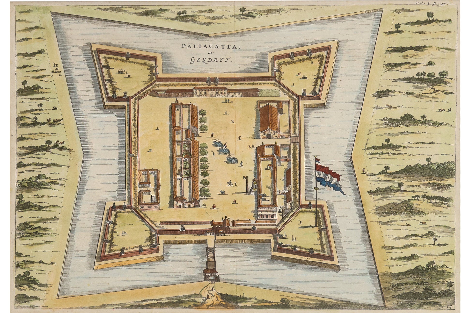 A GROUP OF FOUR ENGRAVINGS OF INDIAN TOWNS AND FORTS, JOHAN NIEUHOFF, 1732