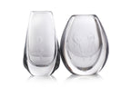 TWO KOSTA ETCHED 'DEER' AND 'SQUIRREL' GLASS VASES