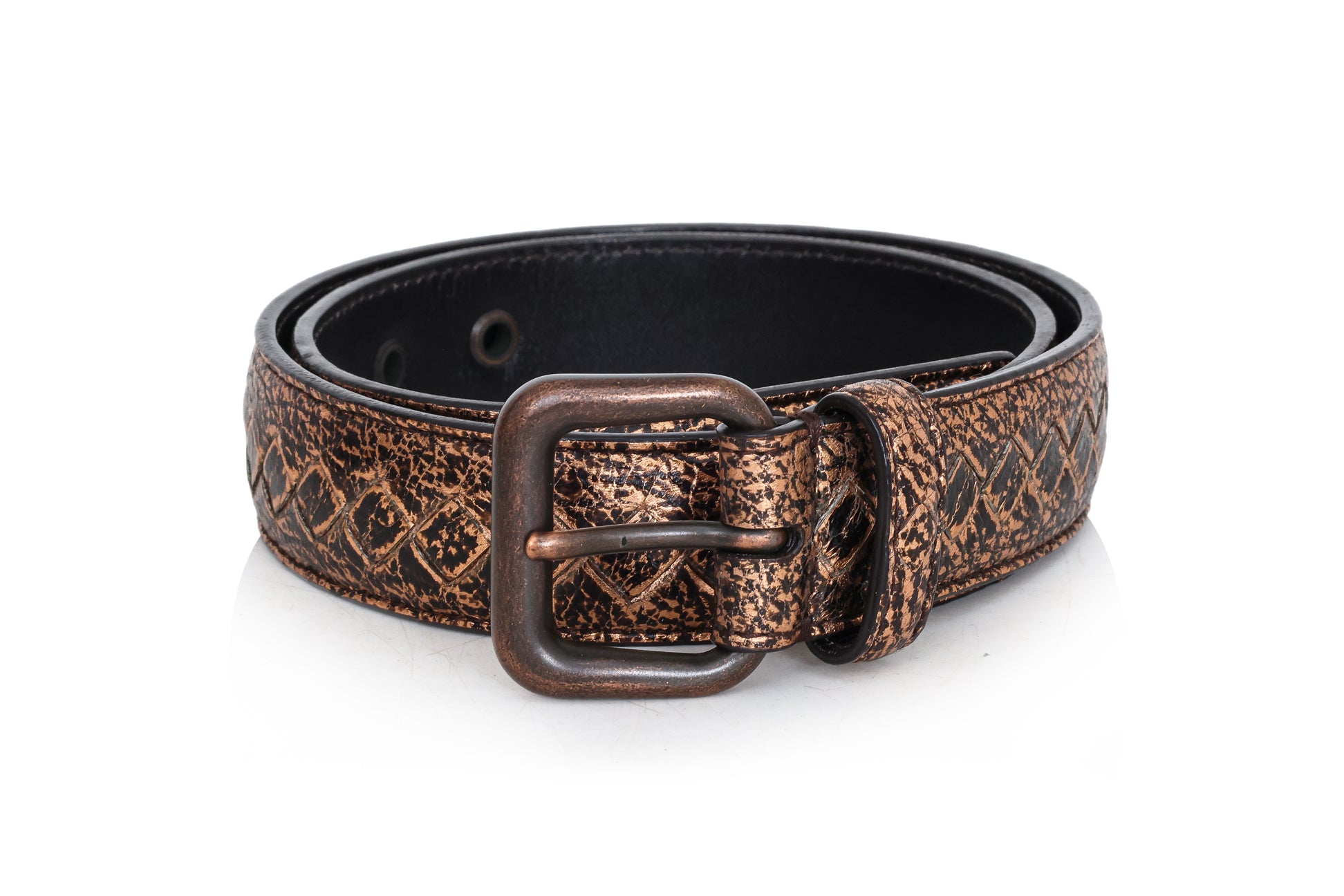 BOTTEGA VENETA - A METALLIC LEATHER BELT