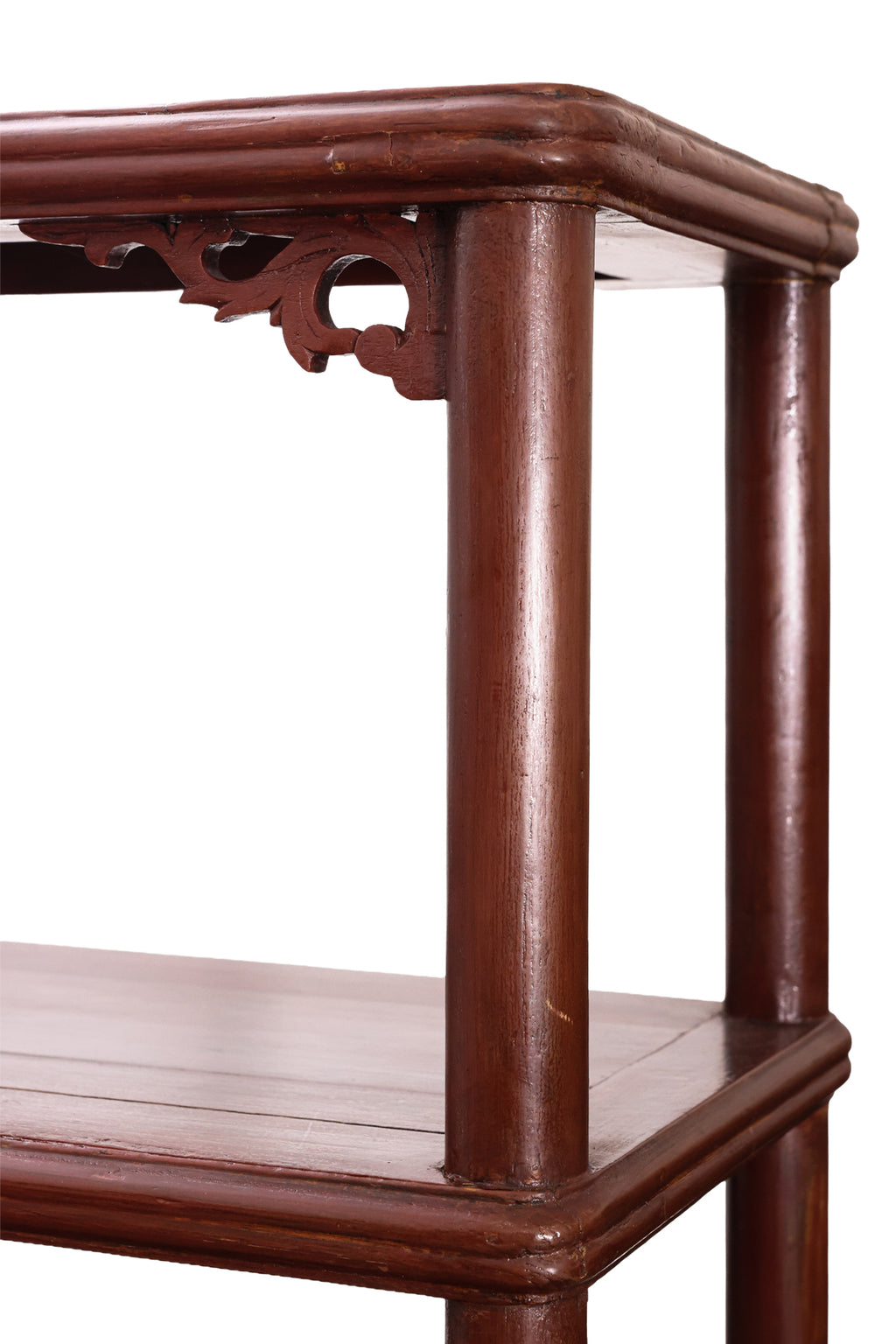 A CHINESE RED LACQUERED DISPLAY CABINET