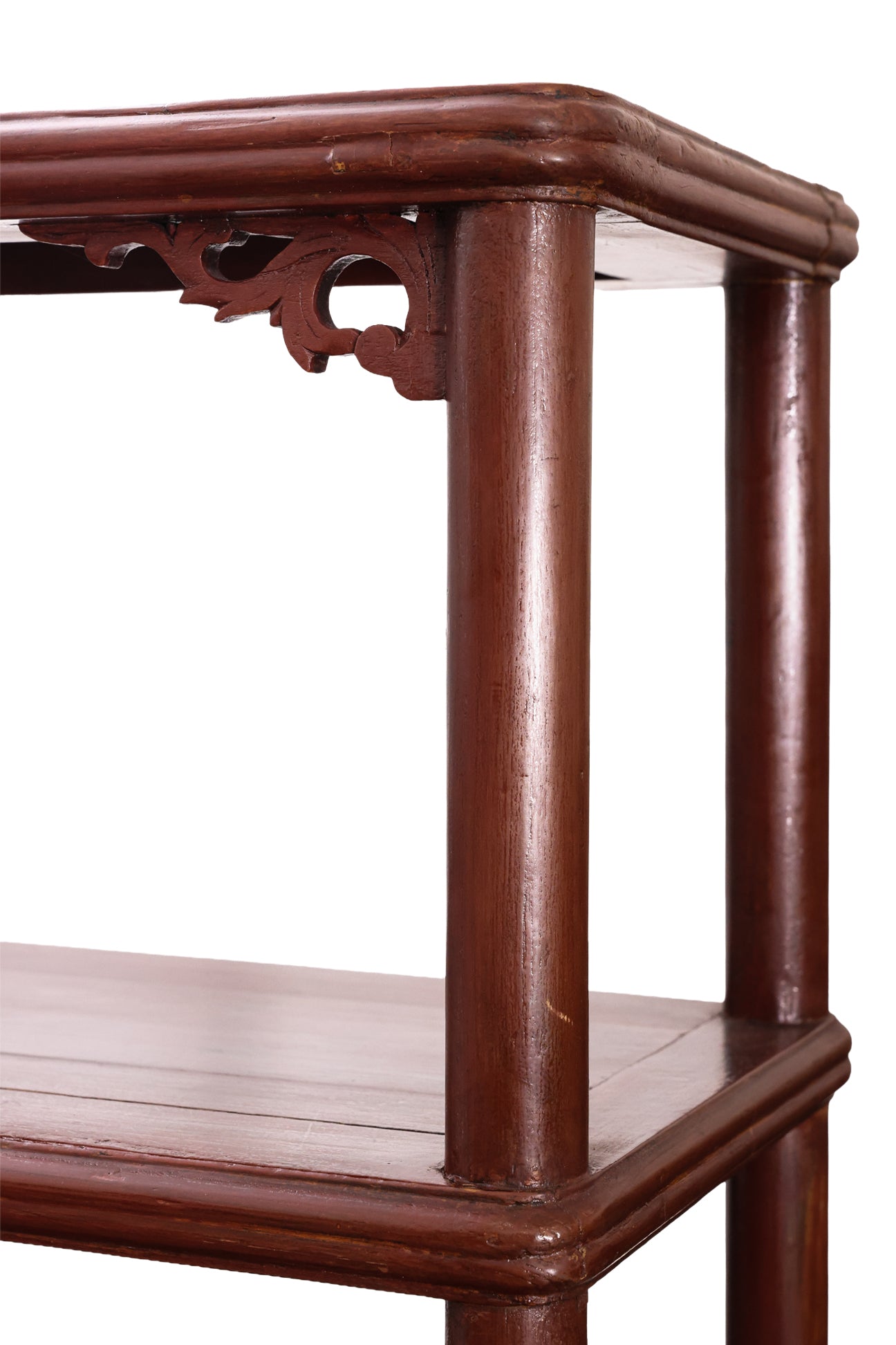 A CHINESE RED LACQUERED DISPLAY CABINET