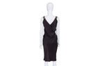 JIL SANDER - AN AUBERGINE SILK EVENING DRESS WITH STUDDED STRAPS
