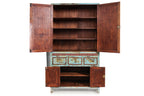 A TURQUOISE PAINTED TEAK CABINET