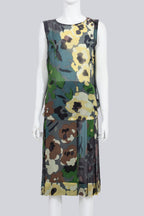 DRIES VAN NOTEN - AN ABSTRACT PRINTED SILK TWO PIECE ENSEMBLE