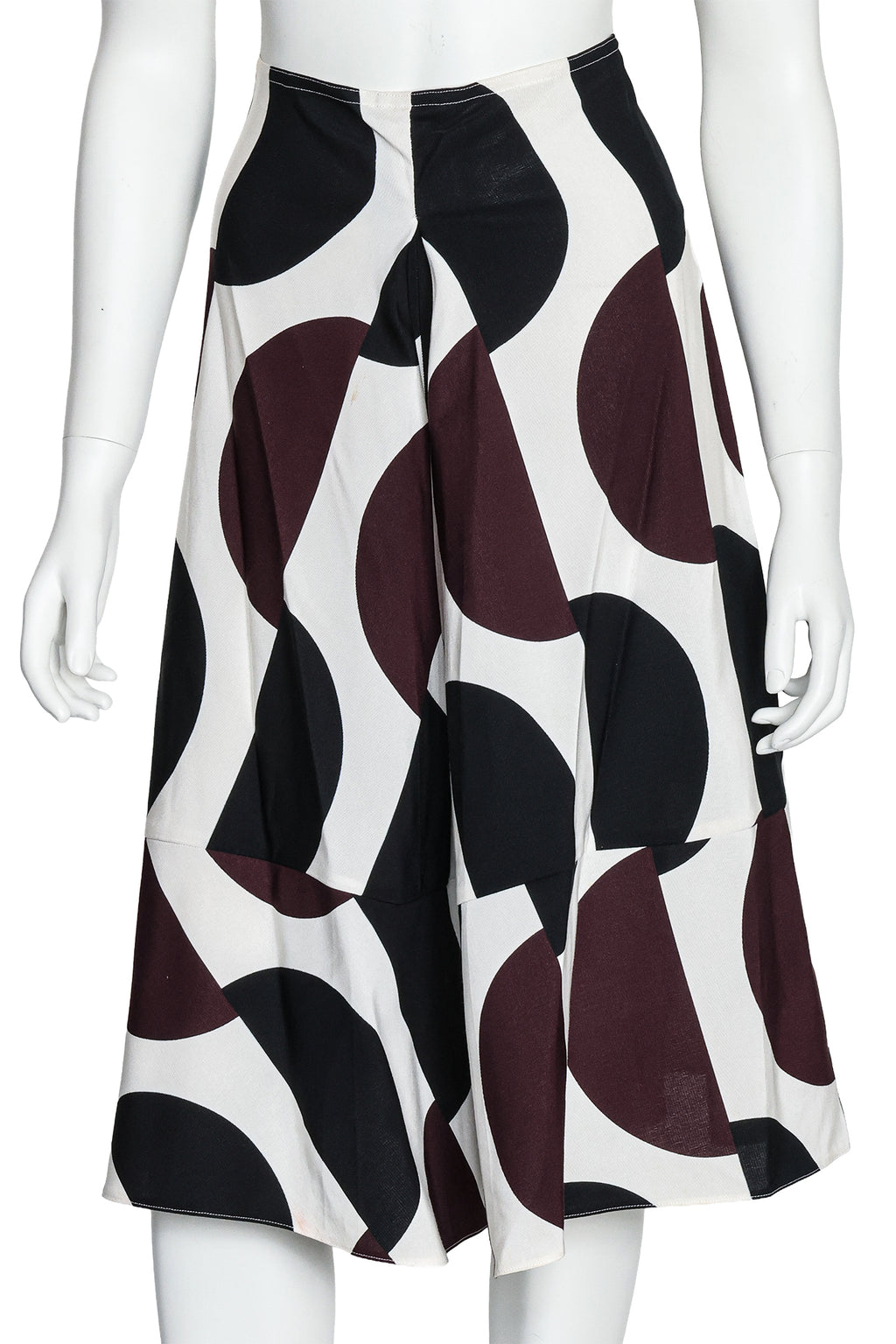 MARNI - A BLACK AND BROWN ABSTRACT PRINT COTTON AND VISCOSE SKIRT