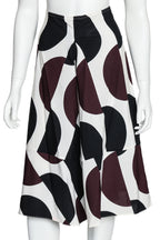MARNI - A BLACK AND BROWN ABSTRACT PRINT COTTON AND VISCOSE SKIRT