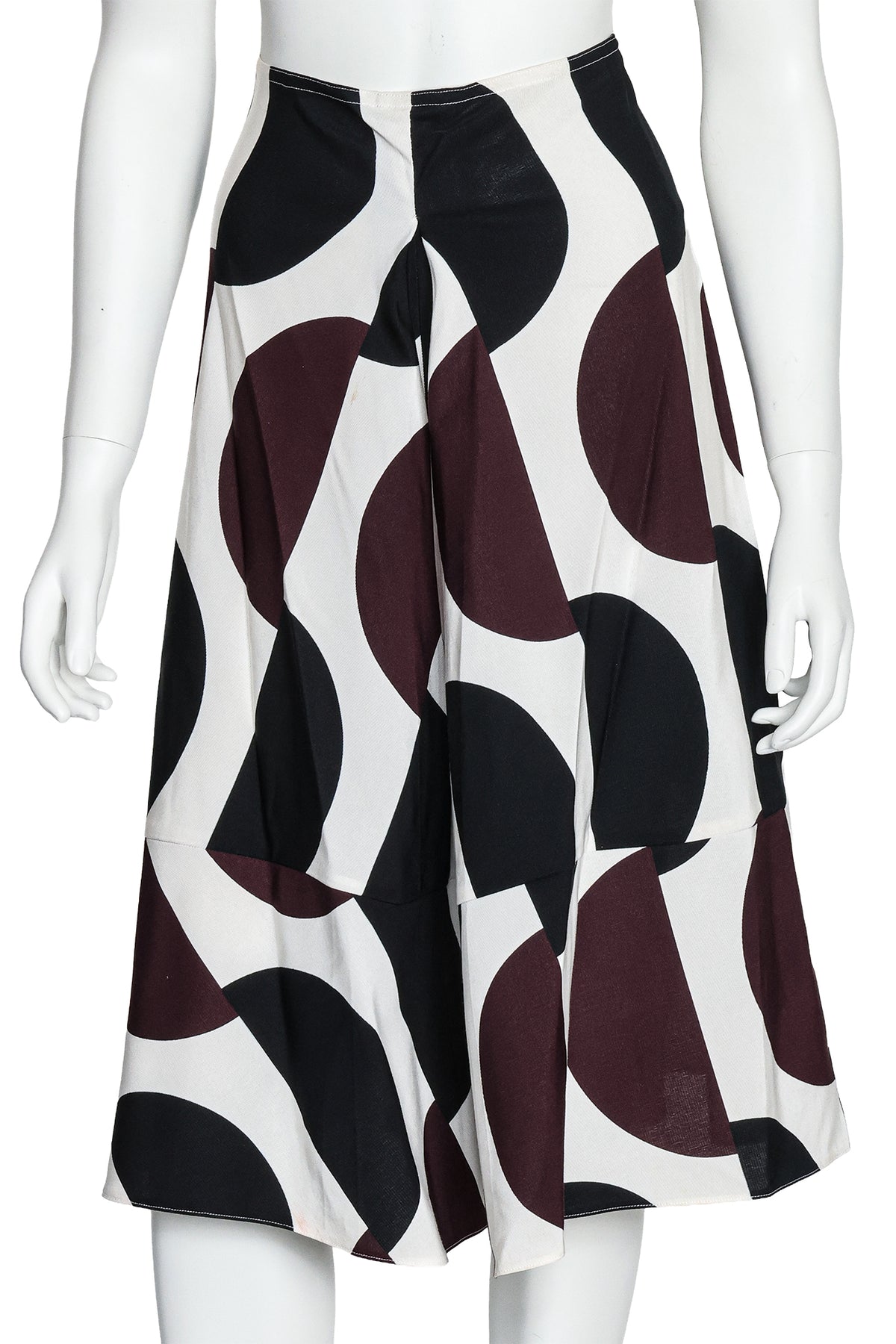 MARNI - A BLACK AND BROWN ABSTRACT PRINT COTTON AND VISCOSE SKIRT