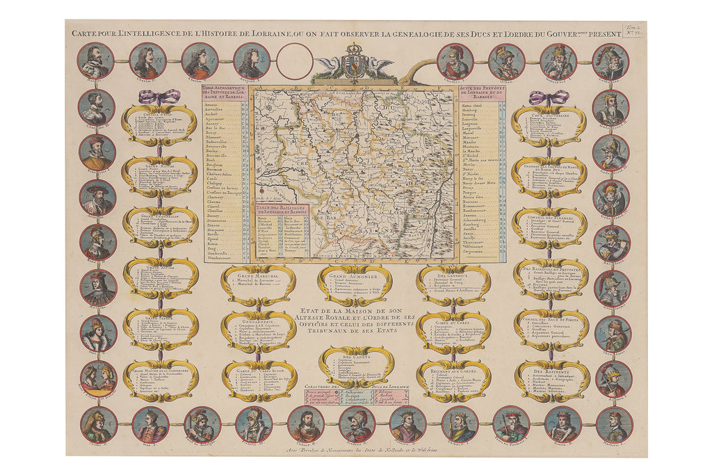 CARTE POUR L'INTELLIGENCE DE L'HISTOIRE DE LORRAINE... HENRI ABRAHAM CHATELAIN, 1705-1739