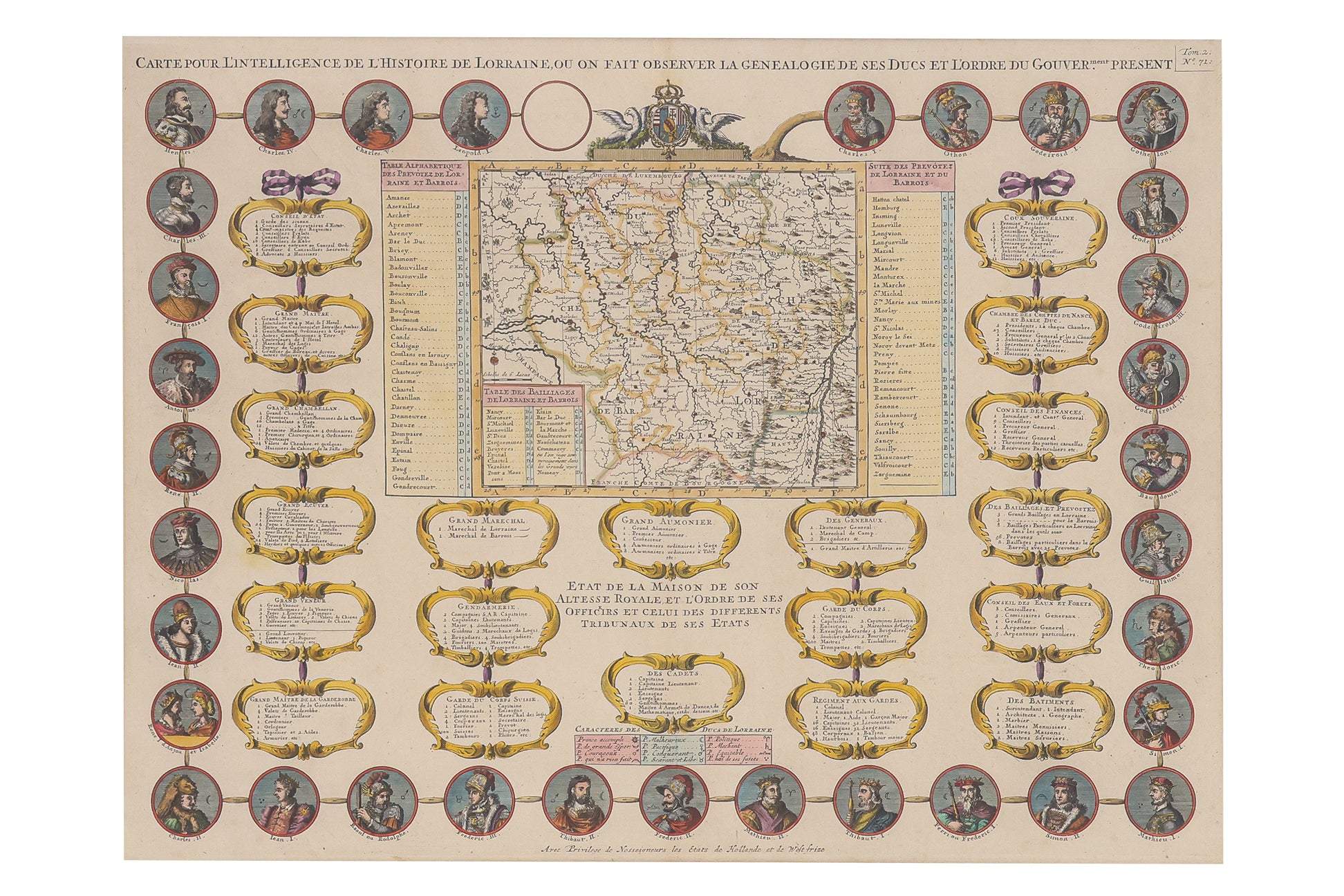 CARTE POUR L'INTELLIGENCE DE L'HISTOIRE DE LORRAINE... HENRI ABRAHAM CHATELAIN, 1705-1739