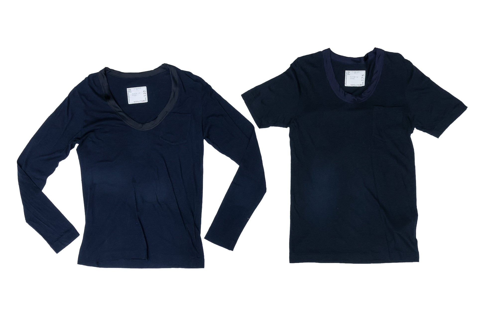 SACAI - TWO NAVY COTTON T-SHIRTS