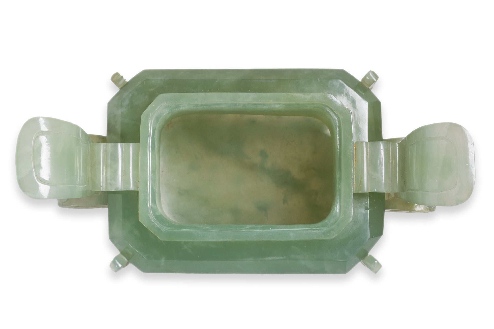 A LARGE SERPENTINE JADE ARCHAISTIC CENSER AND COVER