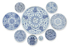 A LARGE GROUP OF 'SWEET PEA' BLUE AND WHITE PORCELAIN ITEMS
