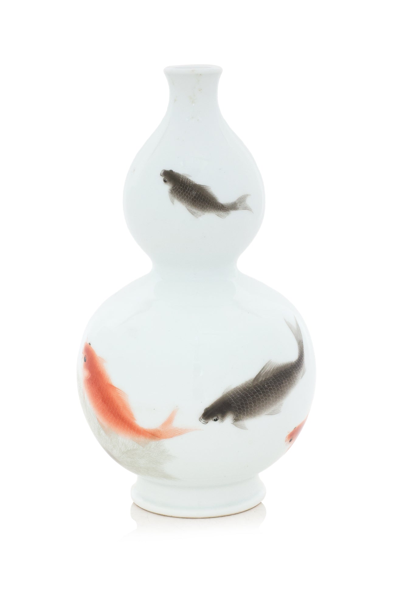 A KOI FISH DECORATED DOUBLE GOURD VASE