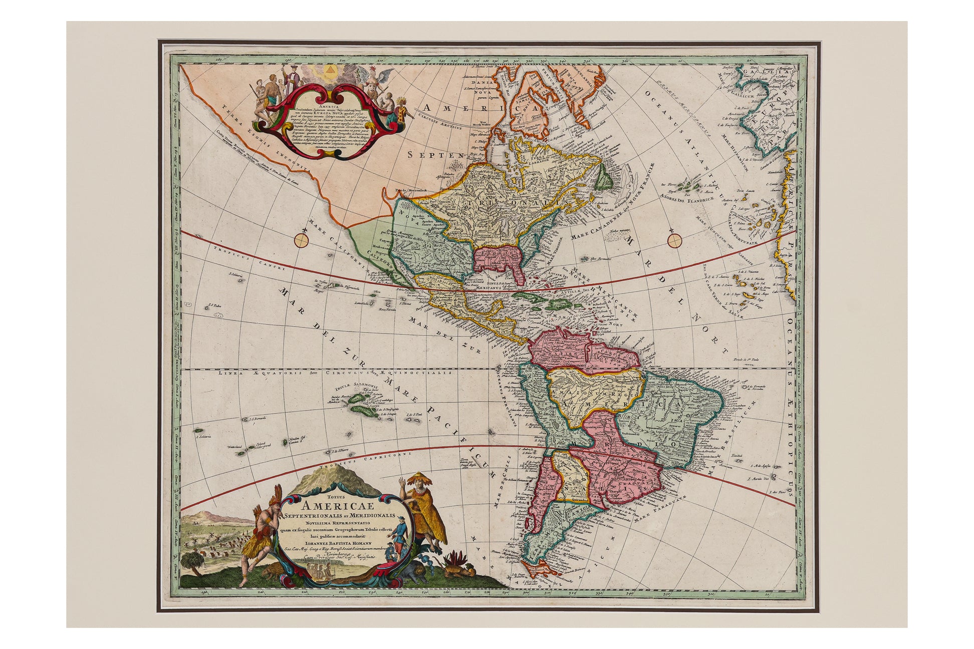 TOTIUS AMERICAE SEPENTRIONALIS ET MERIDIONALIS... JOHANNES BAPTISTA HOMAN, 1712