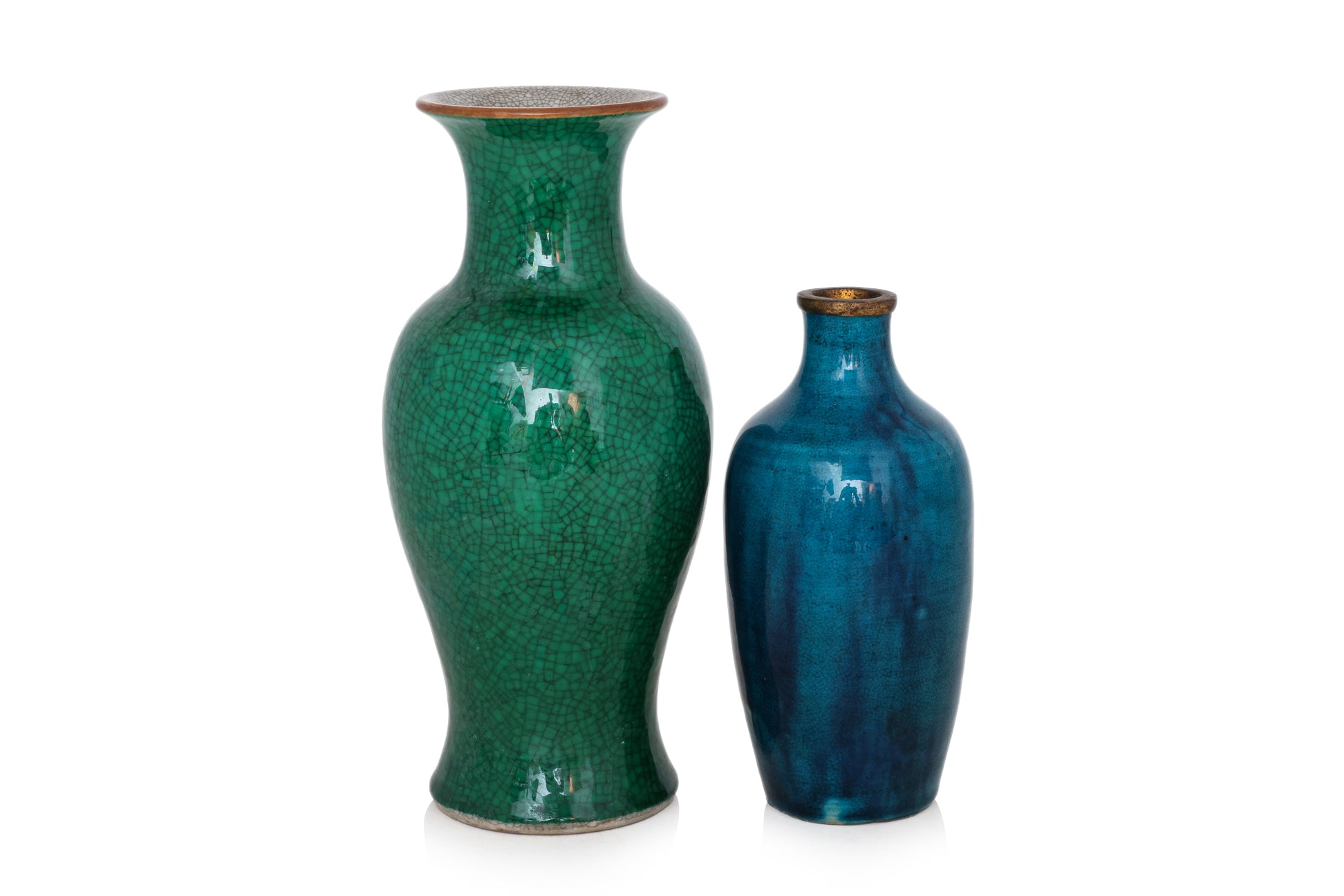 TWO MONOCHROME PORCELAIN VASES