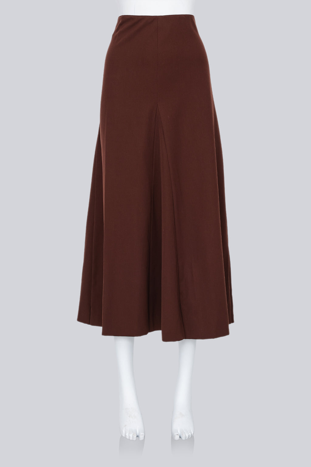 PRADA - A BROWN A-LINE GODET SKIRT