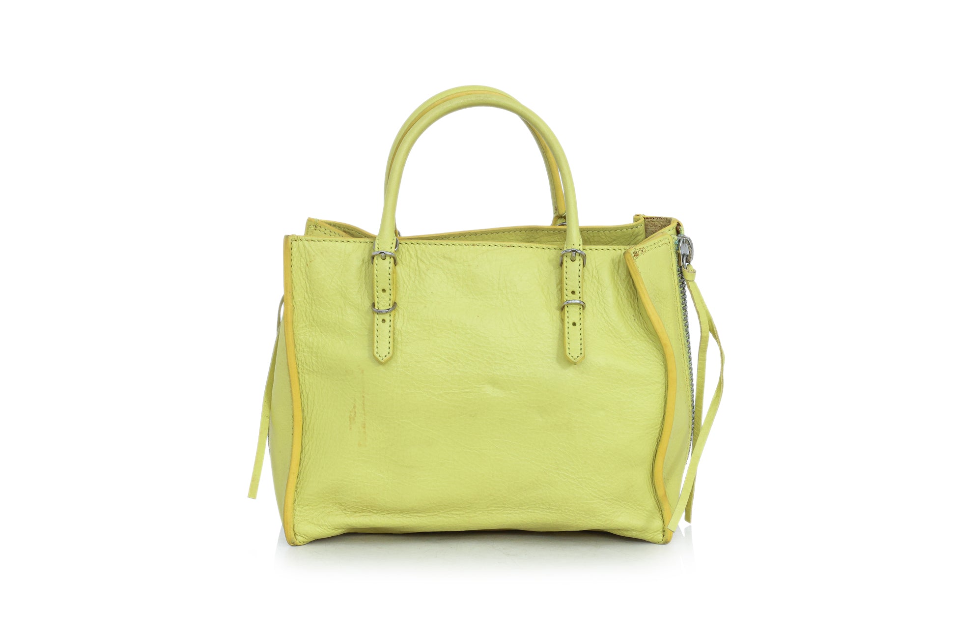 BALENCIAGA - A LIME GREEN PAPIER MINI A4 CROSSBODY BAG