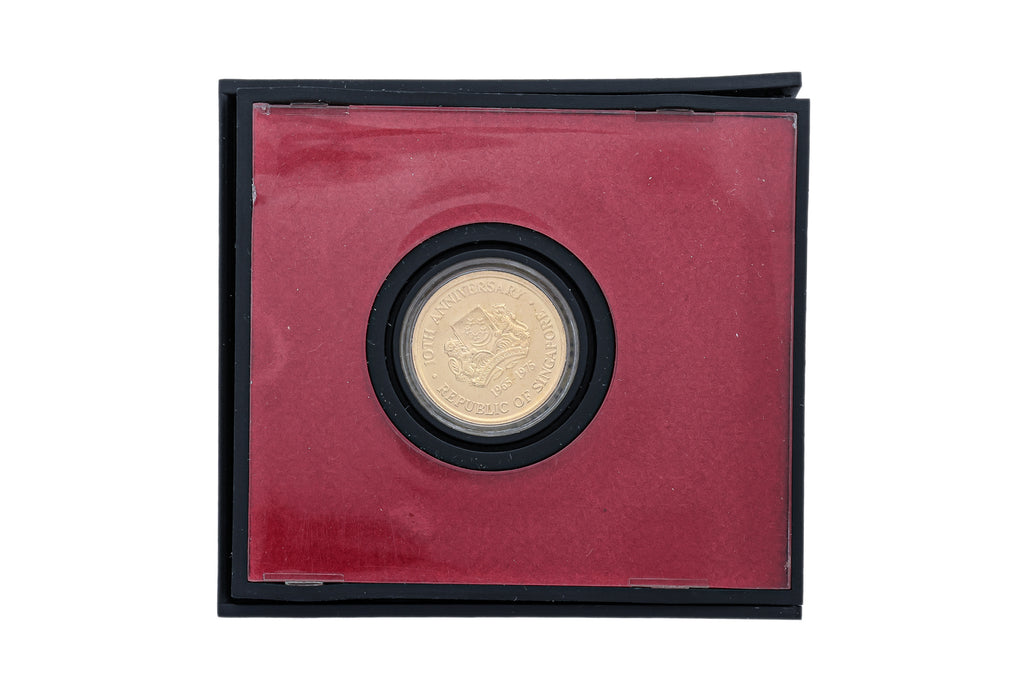 SINGAPORE, 10TH ANNIVERSARY $100 GOLD COIN 1965-1975