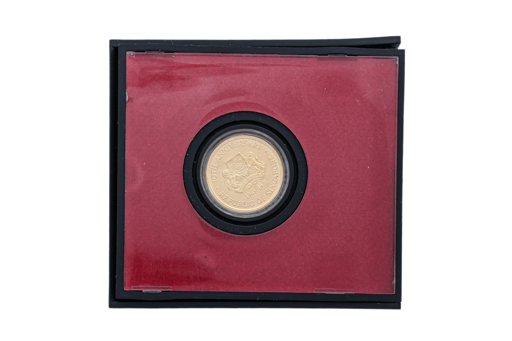 SINGAPORE, 10TH ANNIVERSARY $100 GOLD COIN 1965-1975