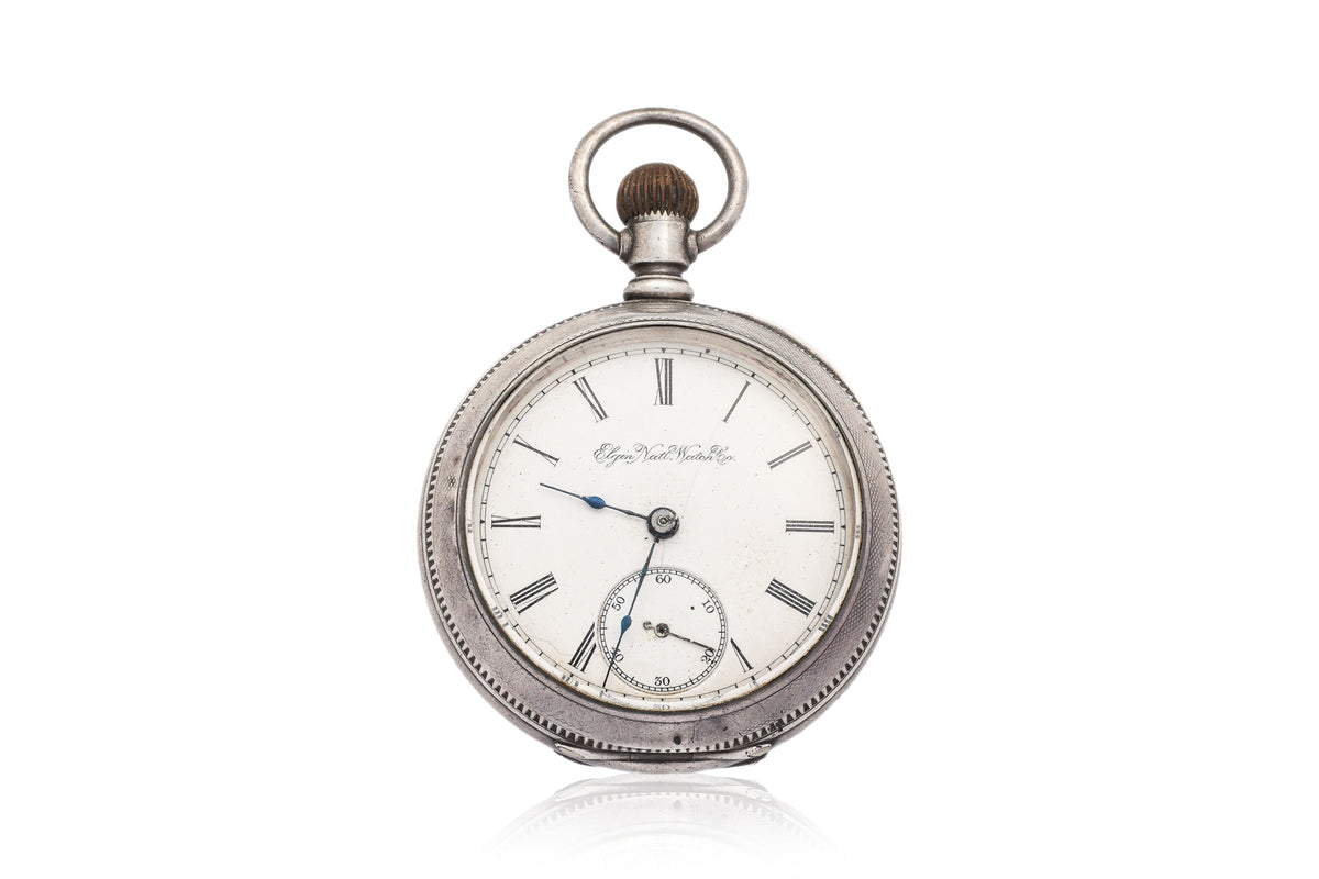 AN ELGIN SILVER CASED POCKET WATCH