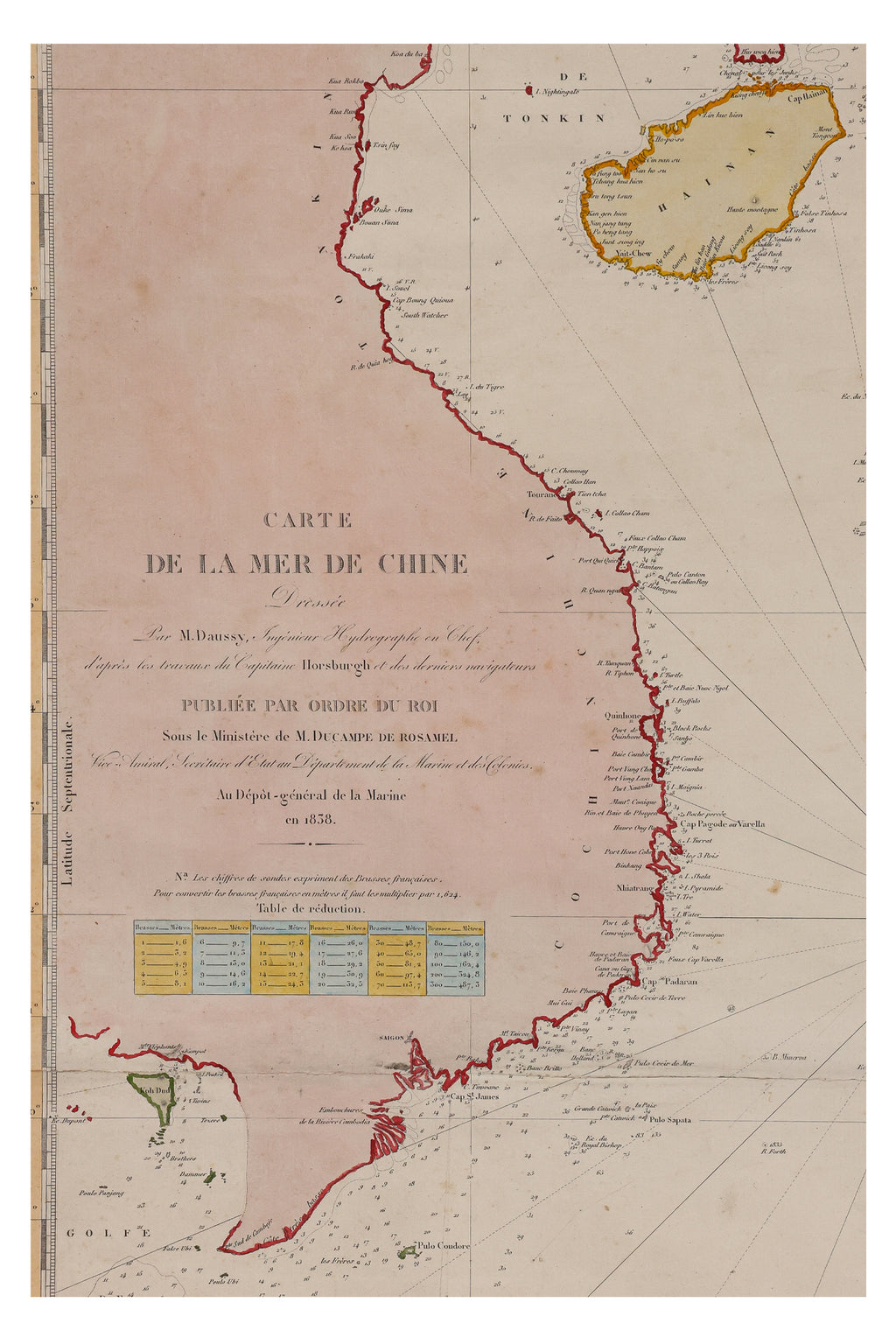 CARTE DE LA MER DE CHINE, PIERRE DAUSSY, 1838